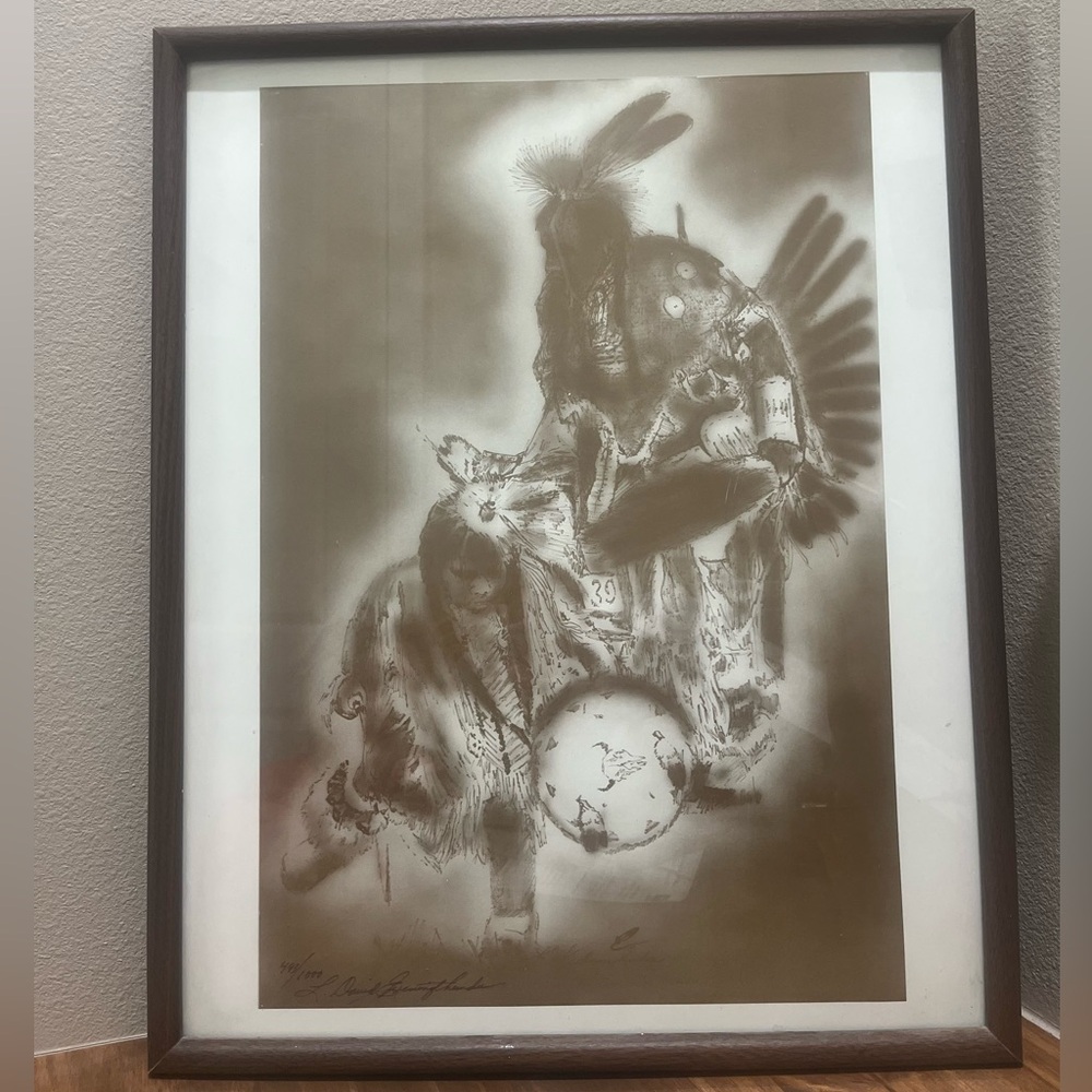 L. David Evening Thunder Native American Art “From Father To Son” No. 493/1000